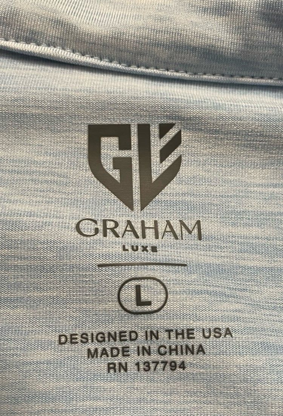 Light Blue Graham Luxe Men’s Quarter Zip Pullover Shirt, Size Adult Large gallery
