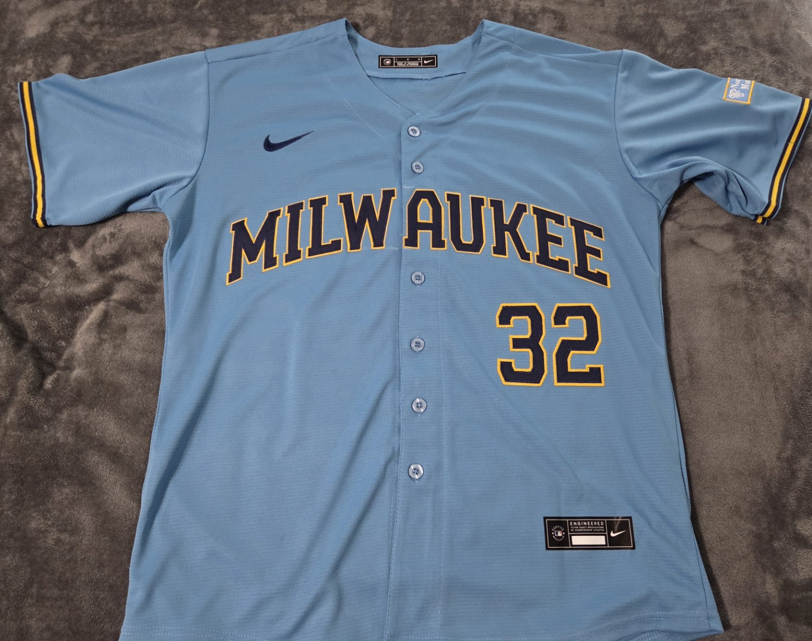Fast Free Shipping Medium Jacob Misiorowski Milwaukee Brewers Stitched Jersey 32 gallery