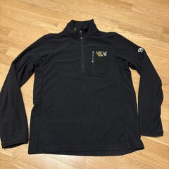 Mountain Hardwear 1/2 Zip Pullover Mens Large Black Fleece Waffle Knit Sweater