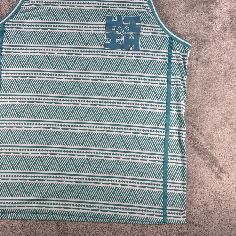 Hawaii's Finest Teal & White Tribal Men’s Large Tank Top Shirt Limited Sold Out gallery