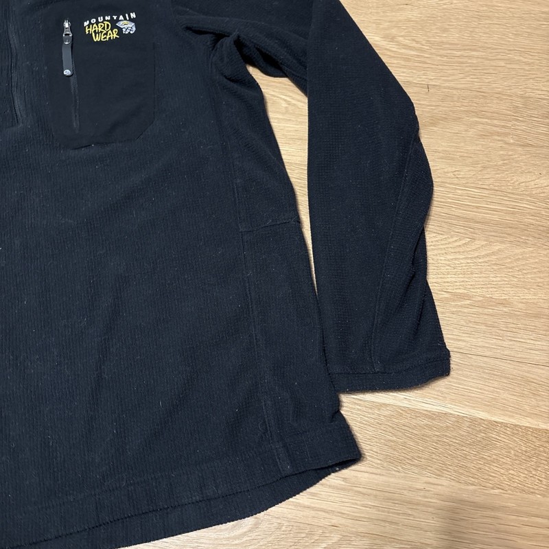 Mountain Hardwear 1/2 Zip Pullover Mens Large Black Fleece Waffle Knit Sweater gallery