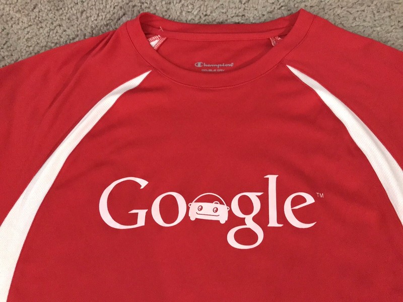Vintage 90’s GOOGLE LOGO Shirt Activewear Top (L) Red Crew Neck gallery