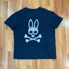 Psycho Bunny Shirt Mens Large Gray White Rabbit Logo Short Sleeves Tee