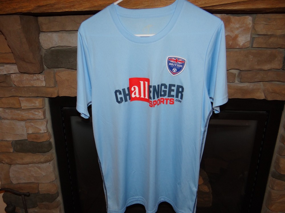British Soccer Jersey Large Red White Blue Challenger Teamwear