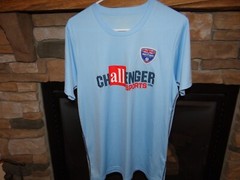 British Soccer Jersey Large Red White Blue Challenger Teamwear