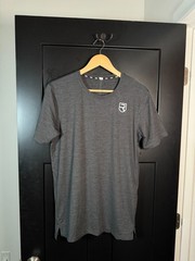 Mens Rise Compression Shirt Medium Short Sleeve Athletic Lifting Gray Heather M