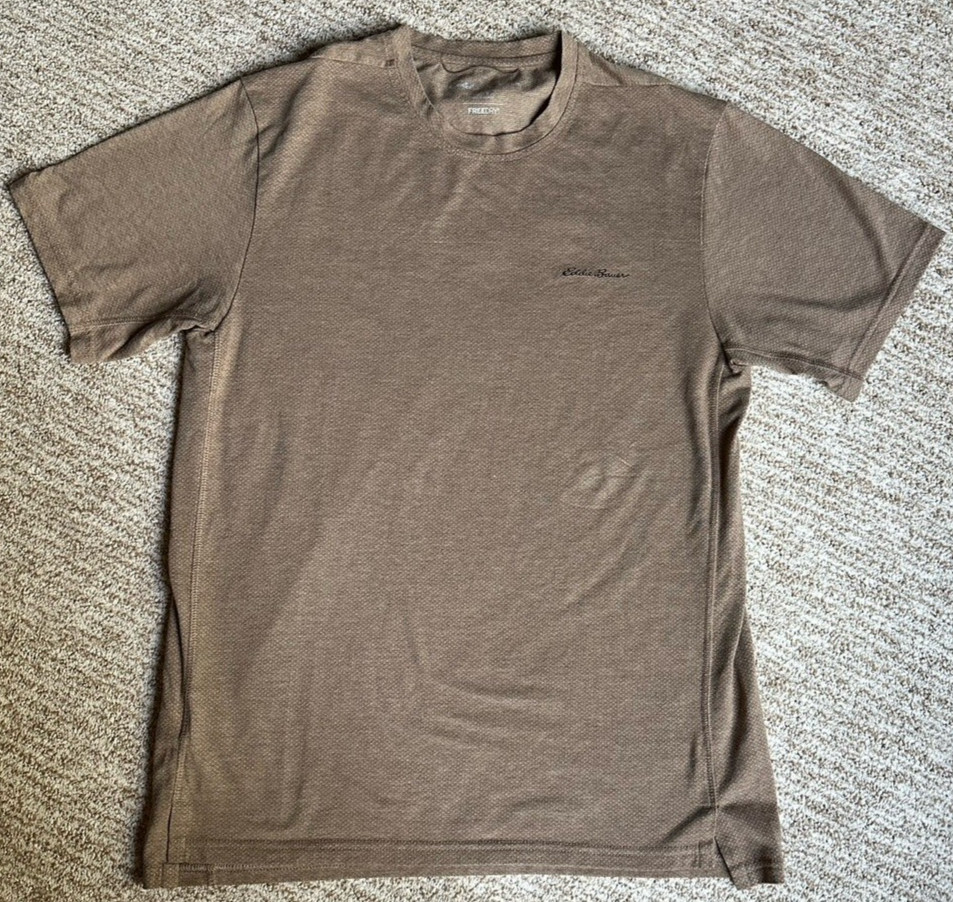 Eddie Bauer Mens S Small Brown Performance Short Sleeve Shirt Freedry Motion