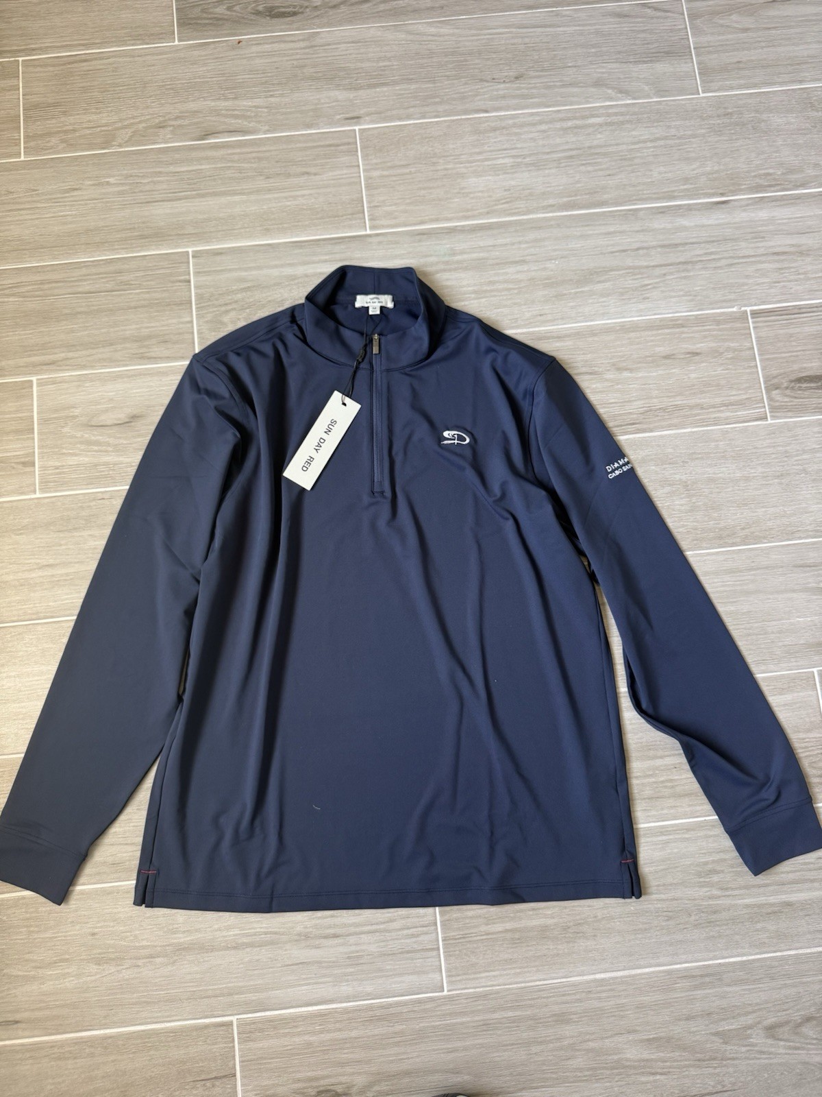 Sun Day Red Pullover Navy M Lightweight 1/4 Zip Mock Neck Long Sleeve gallery