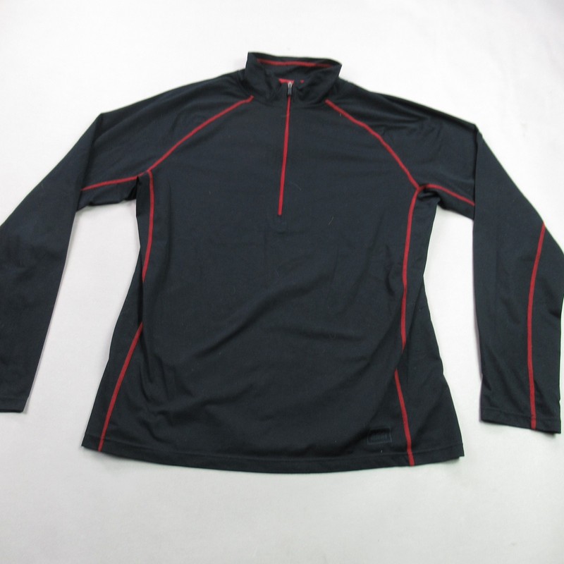 REI Men's L Black Red Stitching 1/4 Zip Activewear Top Long Sleeve Pullover gallery