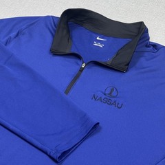 Nike Nassau 1/4 Zip Golf Pullover Mens 2XL Blue Stand-Up Collar Long Sleeve