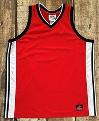 VINTAGE ADIDAS BLANK BASKETBALL JERSEY RED WHITE BLACK MENS LARGE EXCELLENT