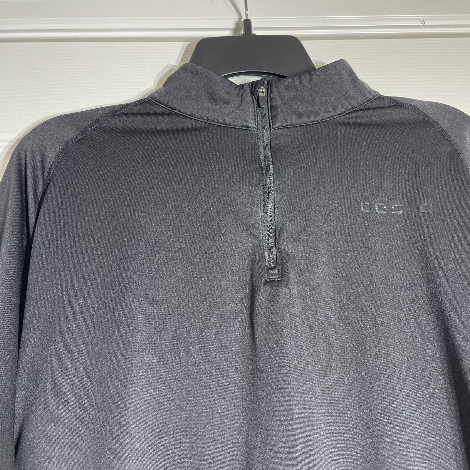 Tesla Large Quarter Zip Long Sleeve Pullover Top Black gallery