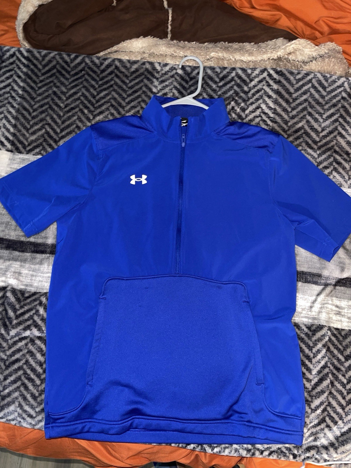 Under Armour Men's Blue 1/4 Zip Short Sleeve Pullover T-Shirt Pockets M gallery
