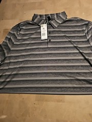 ADIDAS Mens Golf Polo Sz 2XL Two-Color Striped Shirt Black Grey Four HR7981