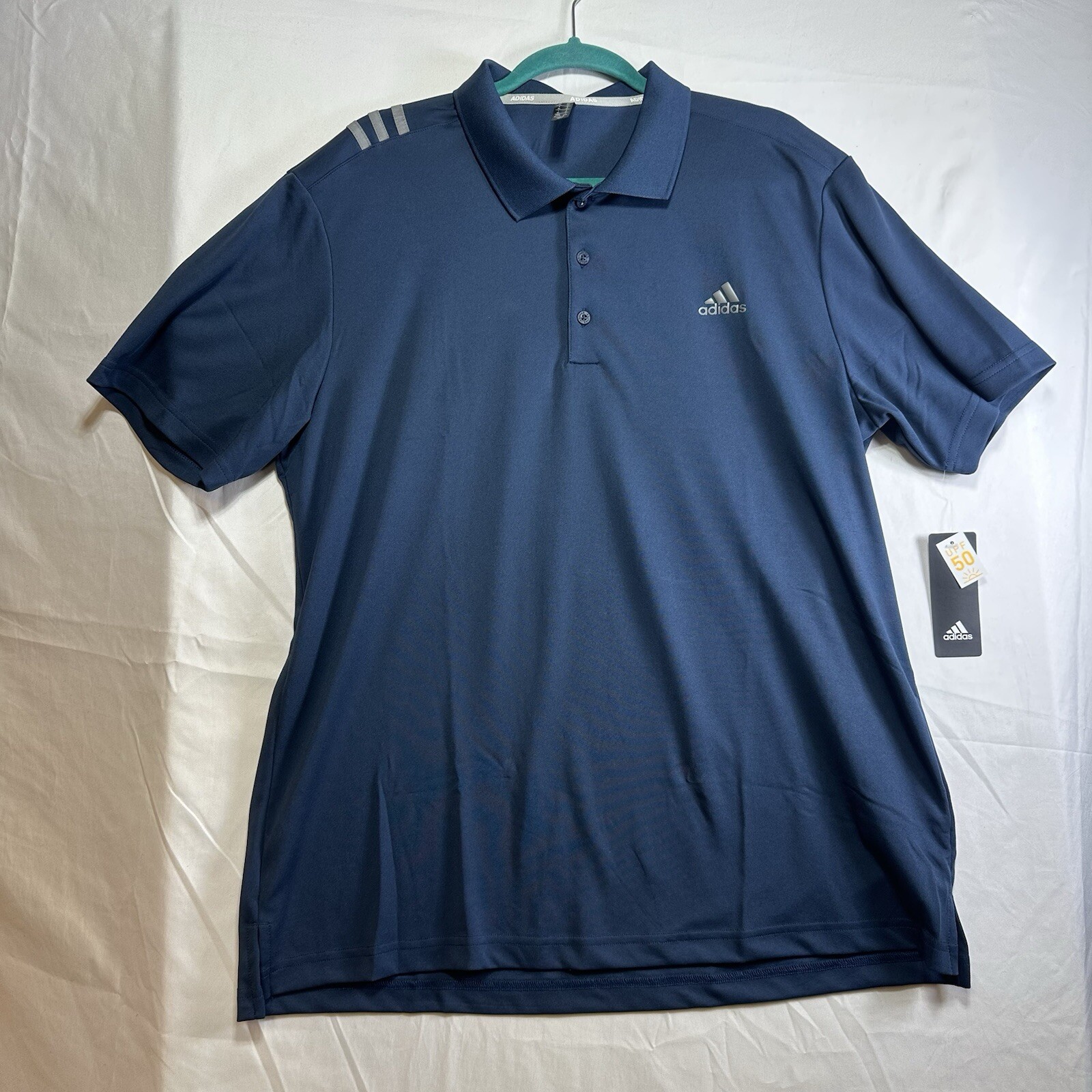 Adidas 3 Stripe Yoke Golf Men's Polo Performance Shirt Navy ADVS20R762 UPF 50 XL gallery