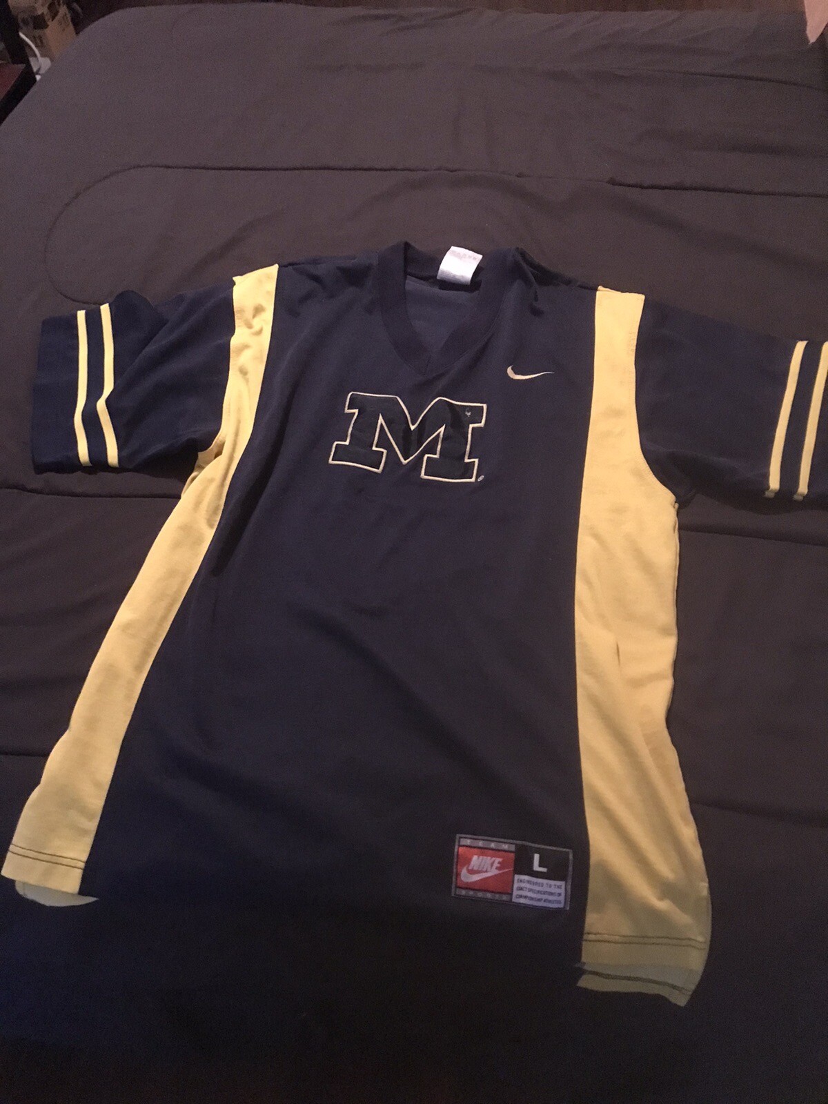 Nike Mens T-shirt/Jersey MICHIGAN WOLVERINES logo Thick Heavy LARGE COTTON/Poly gallery