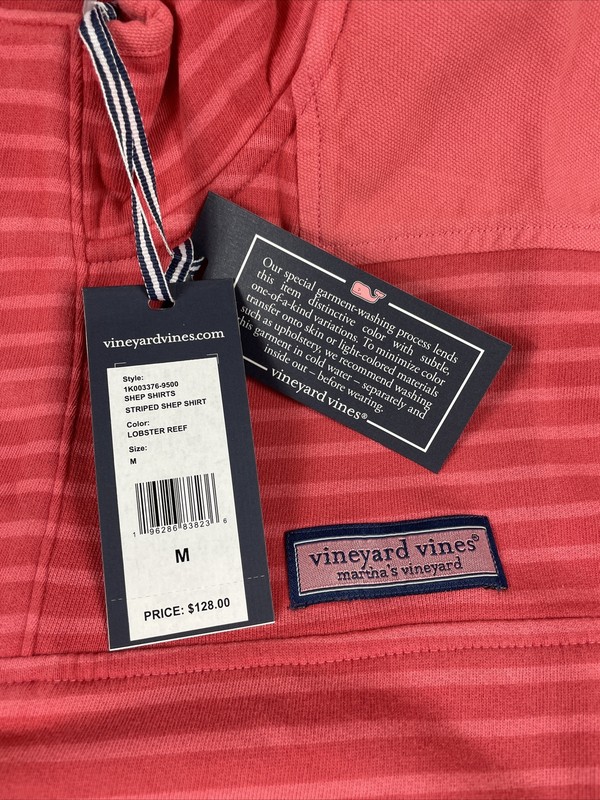 Vineyard Vines Golf Pullover Shep Shirt Medium Red Striped Cotton Polyester $128 gallery