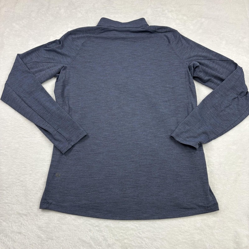 Lululemon Pullover Mens M Blue 1/4 Zip Mock Neck Jersey Slim Pockets Logo gallery