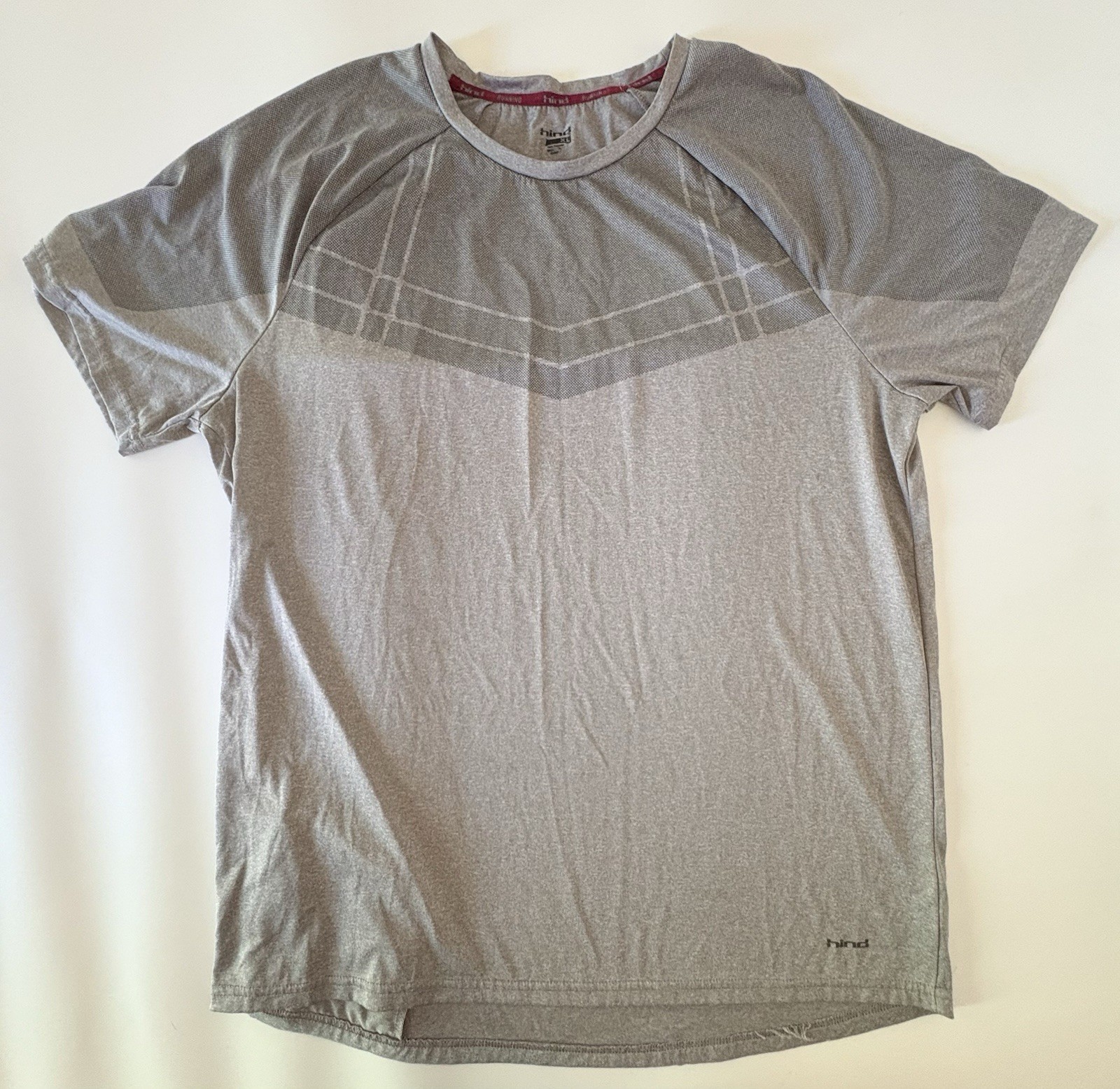 Hind Running T Shirt Mens XL Large Gray Short Sleeve Stretch Zip Pocket Shirt gallery