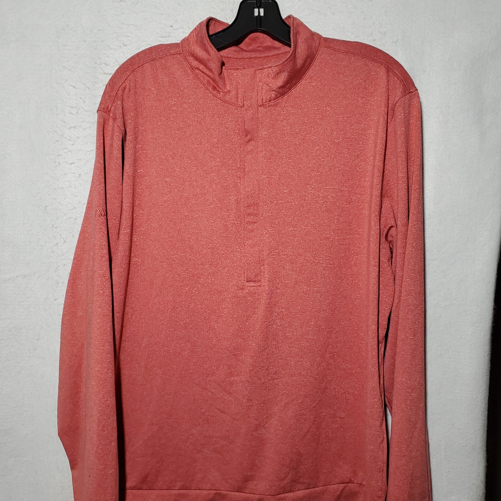 Matte Grey Shirt Men Large Salmon Pink Golf 1/4 Zip Long Sleeve Pullover gallery