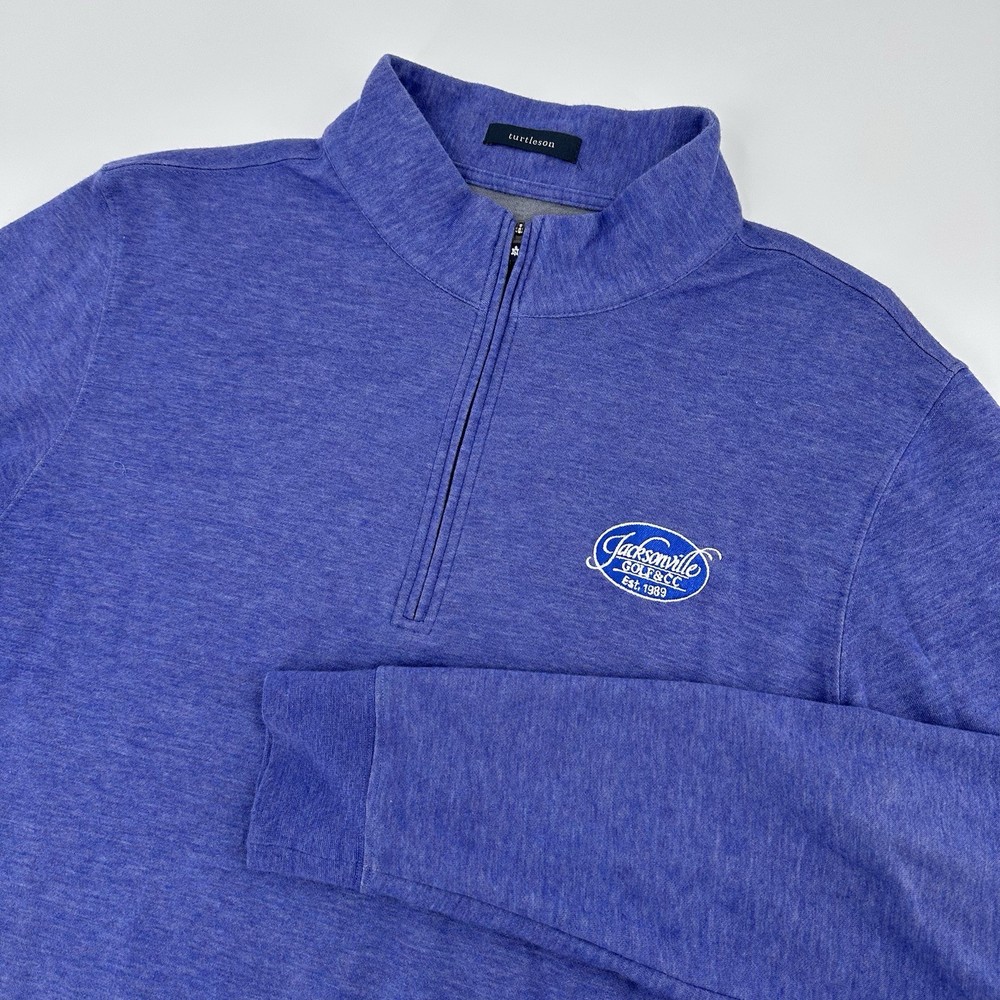 Turtleson Sweater Mens Large Blue Jacksonville Golf And Country Club 1/4 Zip
