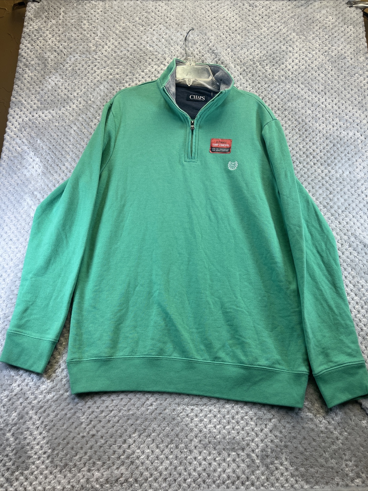 Chaps Men Shirt Size Medium Solid Green Long Sleeve 1/4 Zip New gallery