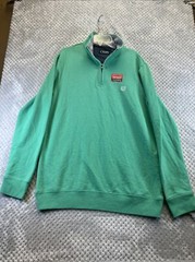 Chaps Men Shirt Size Medium Solid Green Long Sleeve 1/4 Zip New