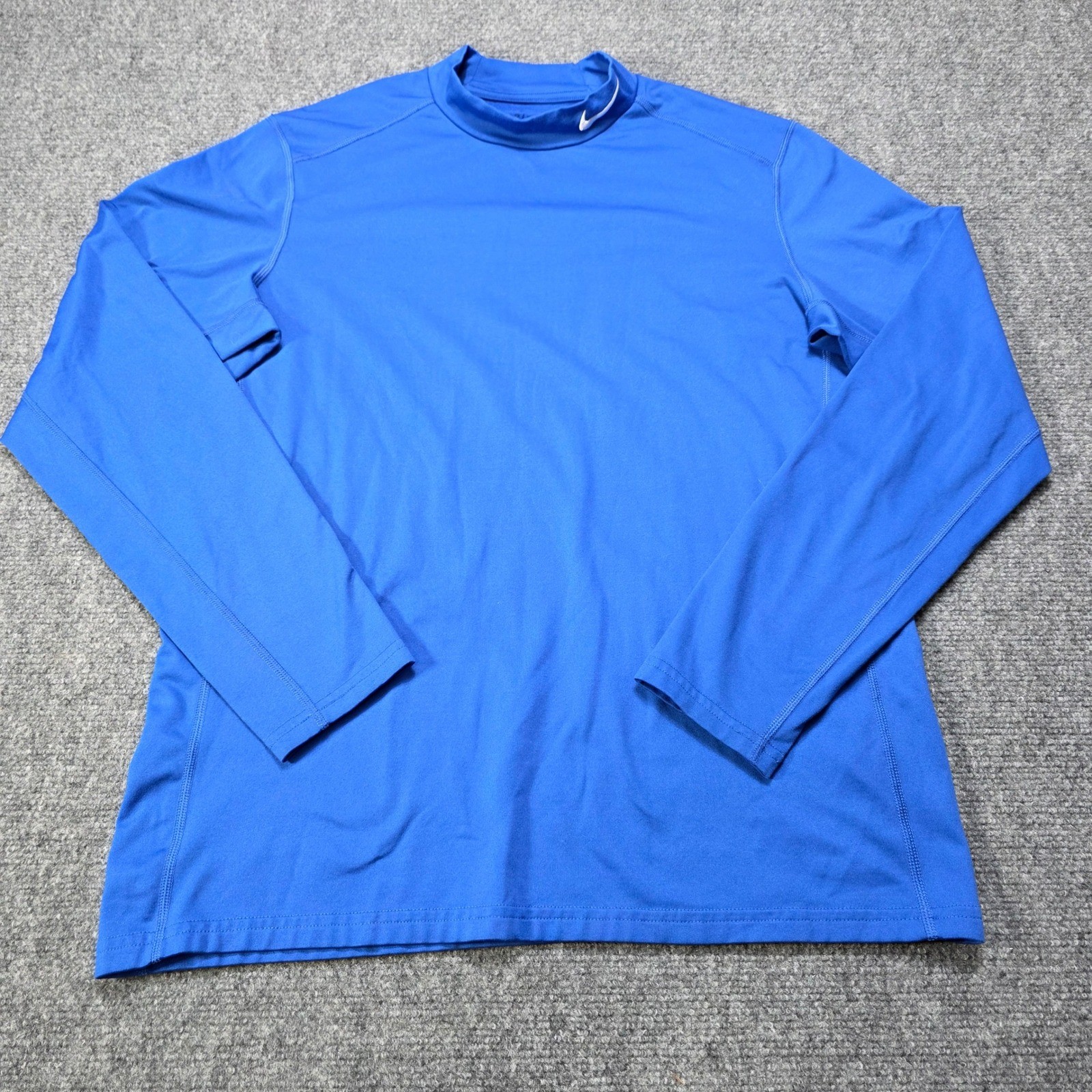 Nike Large Lee Dri Fit LS Mock Neck Athletic Shirt Royal Blue Fitted Fce Lined gallery