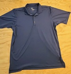 F&G Tech Blue Polyester Blend Golf Polo Shirt Mens XL Lightweight