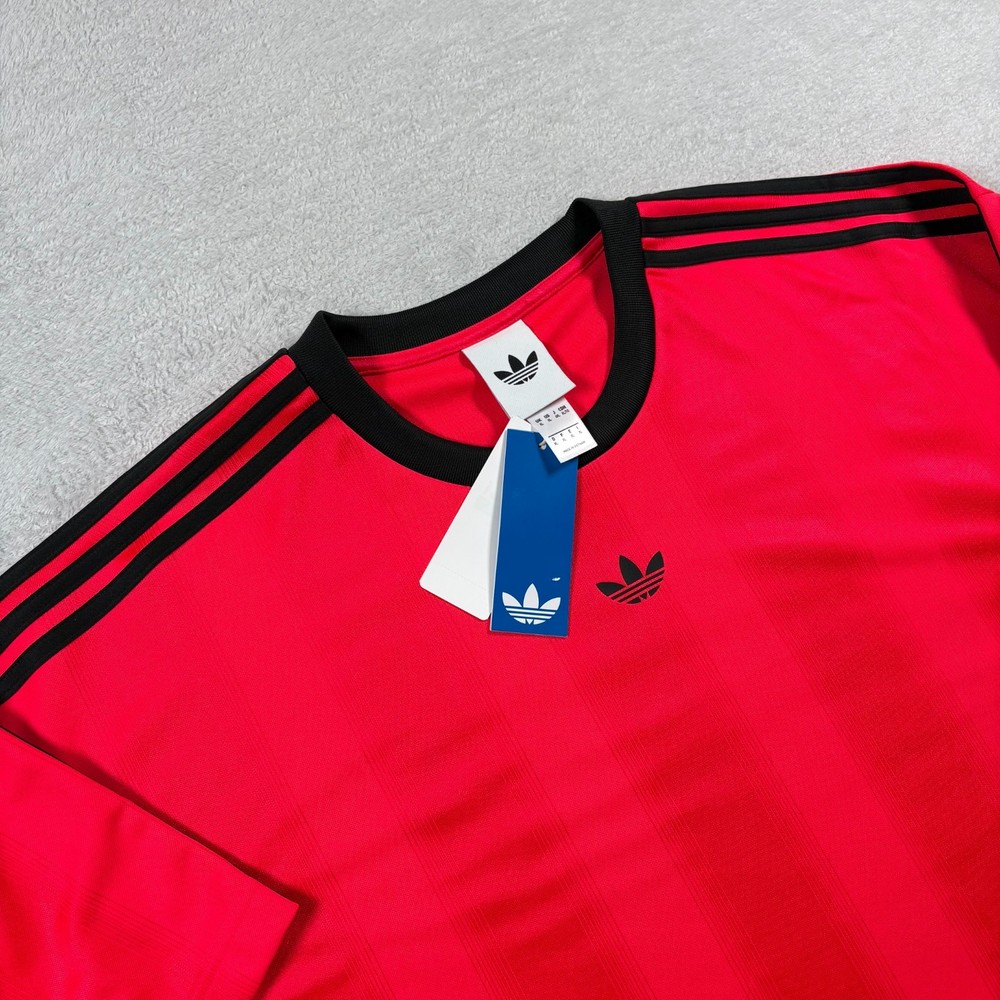 Adidas Adicolor Jacquard Jersey Mens XL Lucid Red Loose Fit Athleisure T Shirt