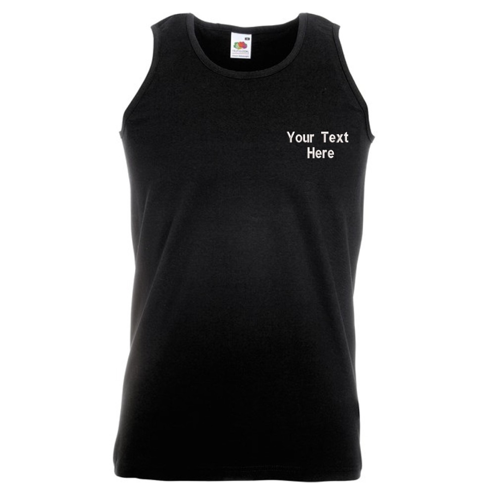 Personalised Embroidered Valueweight Athletic Vest Gym Sports Yoga Jogging SS100