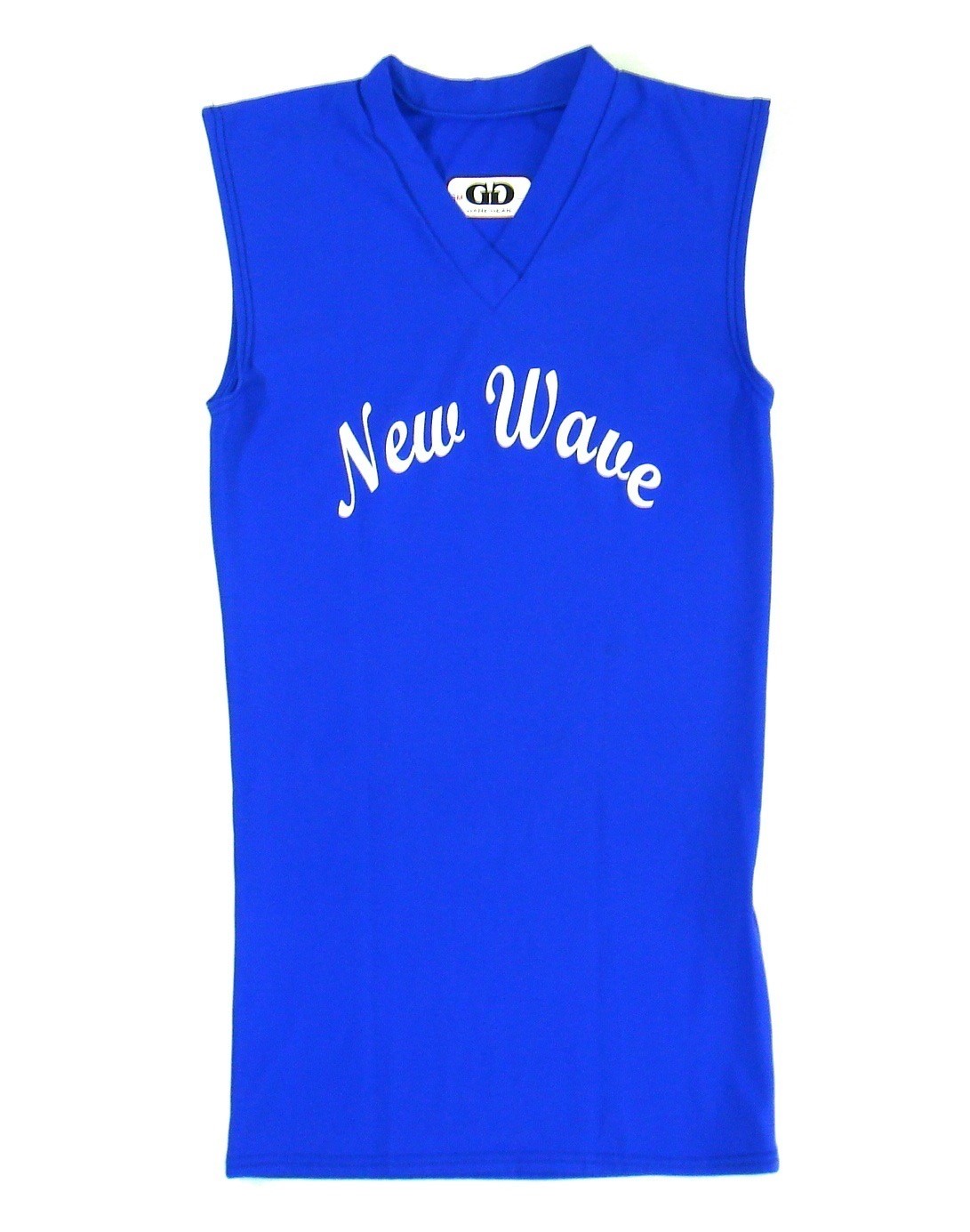 Game Gear Bright Blue VNeck Spandex "NewWave" Slvlss Tee sz S gallery
