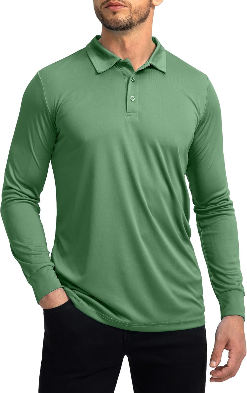 Men's Long Sleeve Polo Shirt Quick Dry UPF 50+ Sun Protection Moisture Wicking gallery