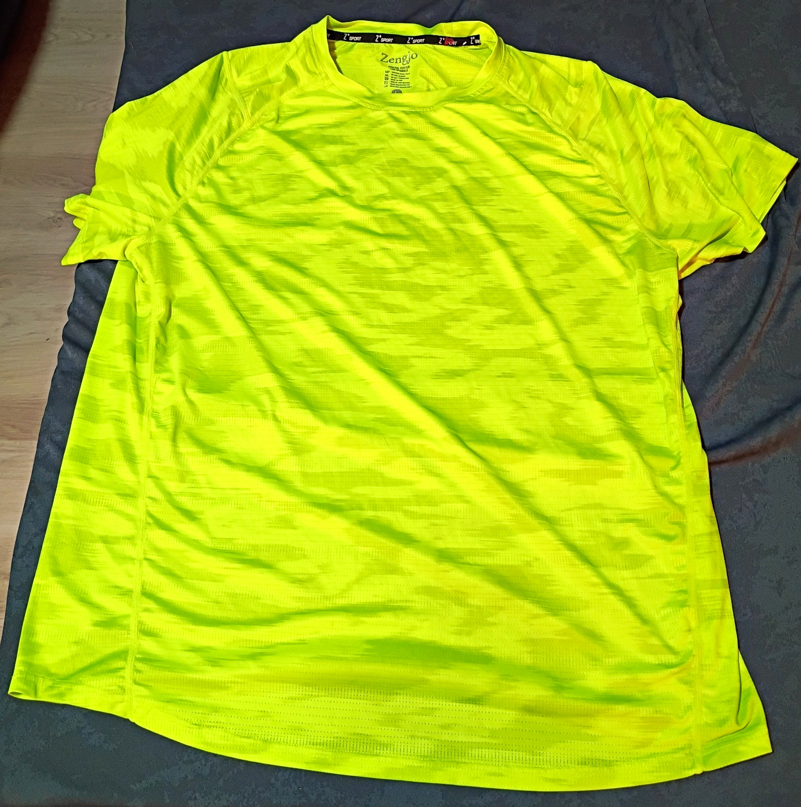 Zengjo Z Sport Men's Neon Yellow Mesh Crew Neck T-Shirt Short Sleeve L gallery