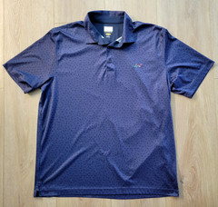 Greg Norman Polo Shirt Mens XL Blue All Over Print Sharks Short Sleeve Play Dry