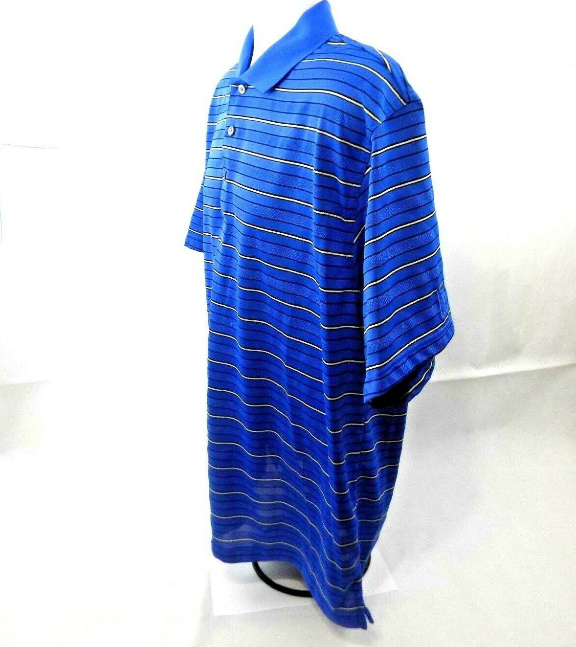 PGA TOUR GOLFING POLO BRILLIANT BLUE WITH WHITE STRIPES SIZE XL gallery