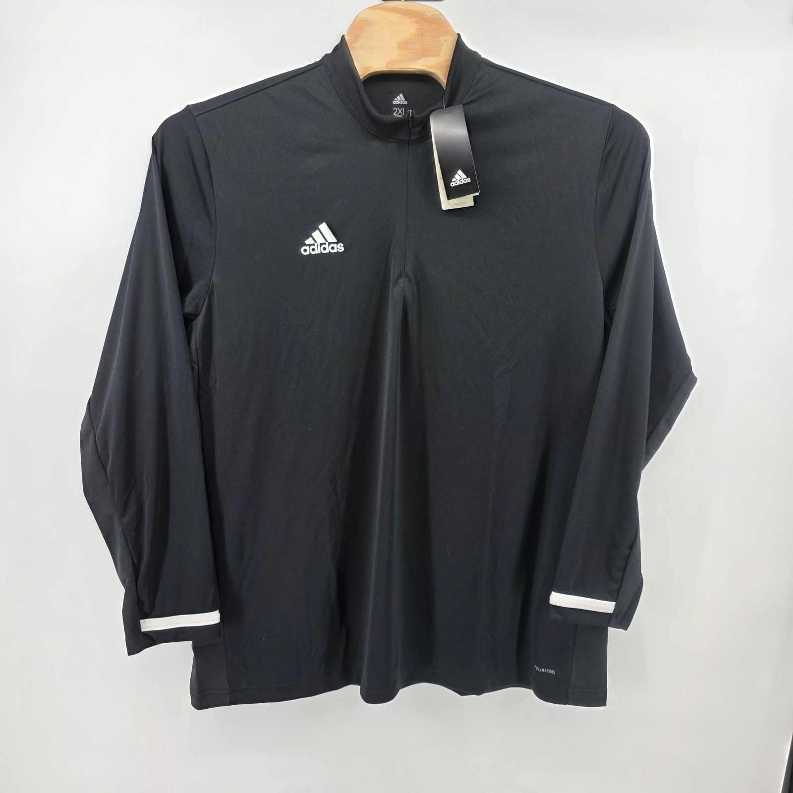Adidas Climacool Mens 2XL Quarter Zip Pullover Black Long Sleeve Top New NE gallery
