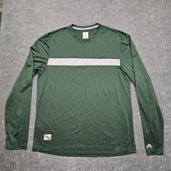 Tracksmith Shirt Mens Large Green Long Sleeve Stripe Lightweight Running Tee Top