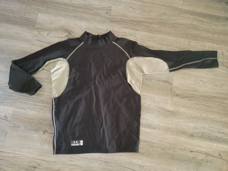 Under Armour ColdGear Men's Black Beige Mock Neck Long Sleeve Athletic Shirt L gallery