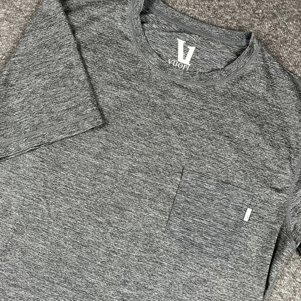 Vuori Shirt Mens Large Gray Short Sleeve Athletic Stretch Pocket Performance Tee