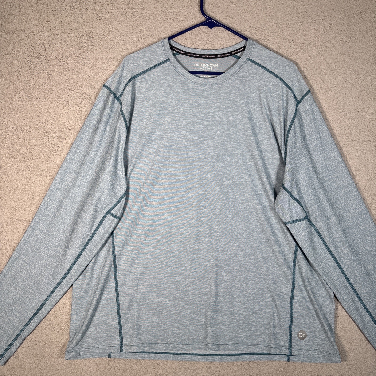 Outerknown Active Shirt Men’s Size 2XL Heather Blue Contrast Stitch Performance gallery