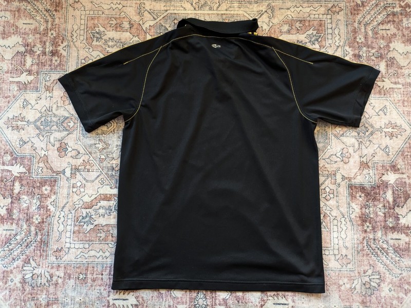 Adidas SAMPLE 3 Button Yellow Stripe Contrast Stitch Black Jersey Climalite L gallery