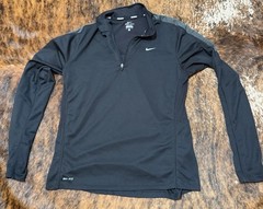 Nike Mens Dri-FIT Running 1/4 Zip Pullover Black Long Sleeve Shirt Medium