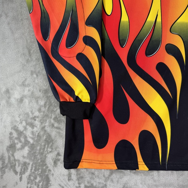 32 Degrees Shirt Mens Large Multicolor Flame Graphic Long Sleeve Racing Jersey gallery