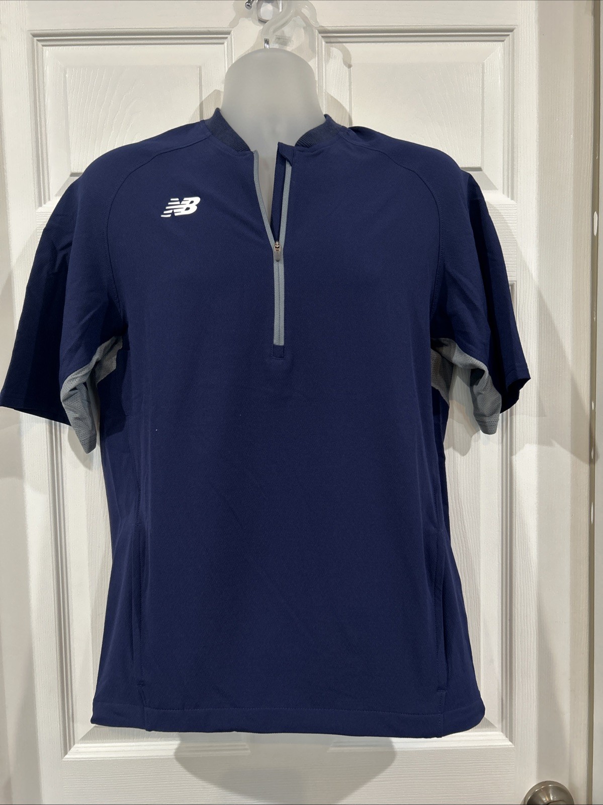 New Balance 3000 1/4 Zip Short Sleeve Batting Shirt Men's S Blue Stretch gallery