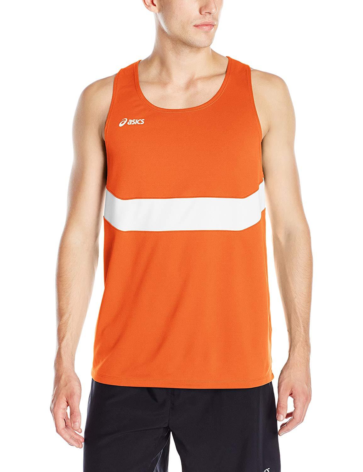 ASICS Mens Break Through Singlet, Orange/White, 3X-Large gallery