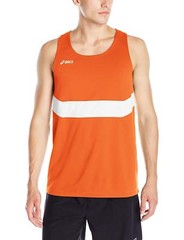 ASICS Mens Break Through Singlet, Orange/White, 3X-Large