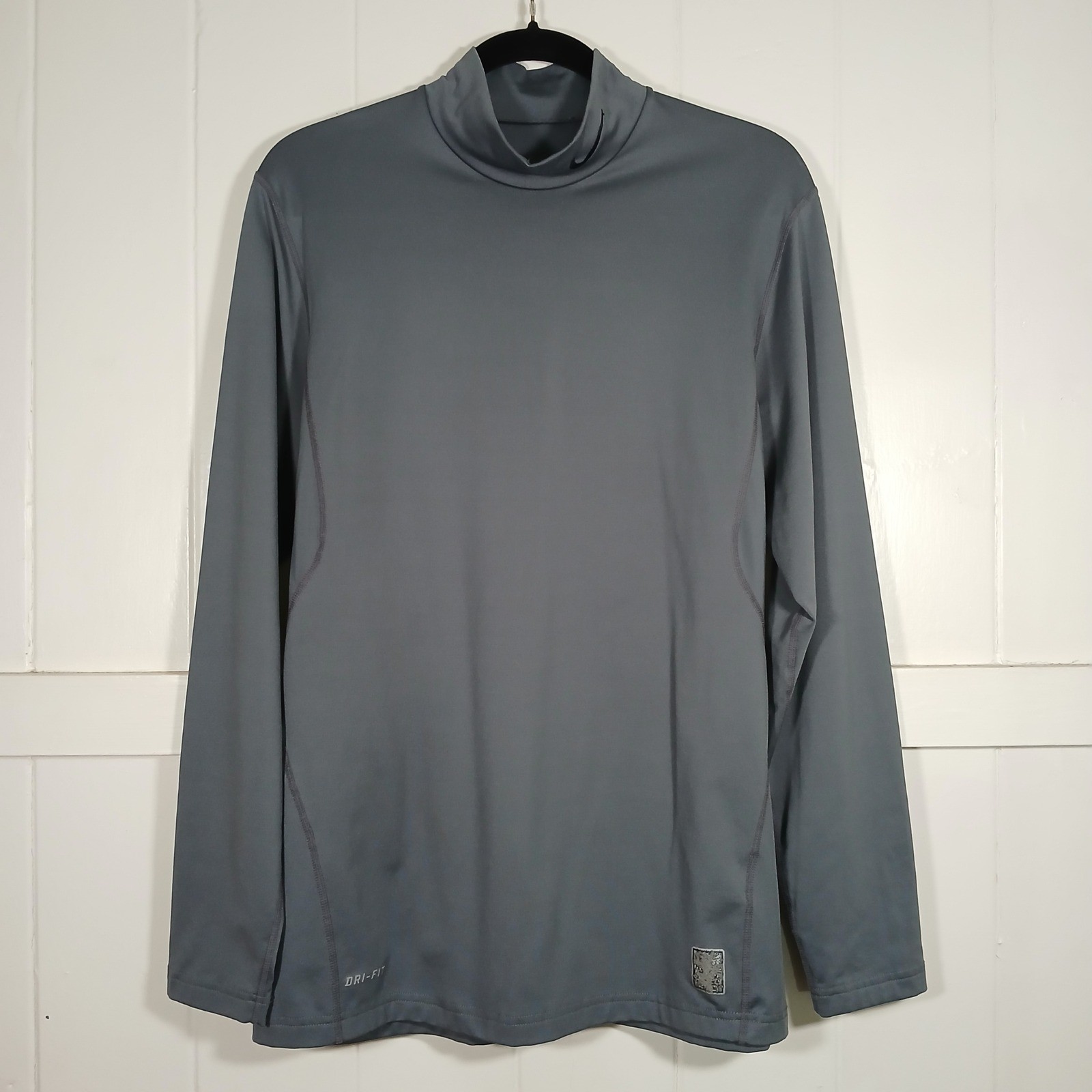 Nike Pro Combat Dri-FIT Mock Neck Long Sleeve Shirt Gray Mens Large 424897-064 gallery