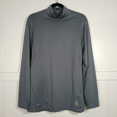 Nike Pro Combat Dri-FIT Mock Neck Long Sleeve Shirt Gray Mens Large 424897-064