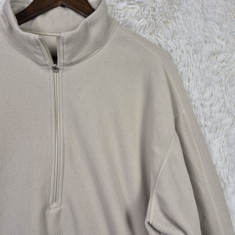 Lululemon Mens XL Cream Oversized-Fit Fleece Size Large Black 1/2 Zip LM3DTCS gallery